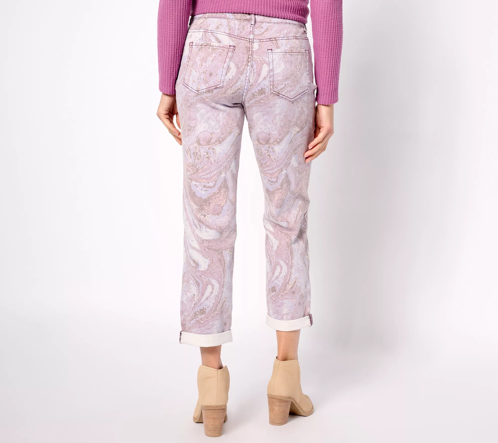 "As Is" LOGO by Lori Goldstein Petite Printed Boyfriend Jeans