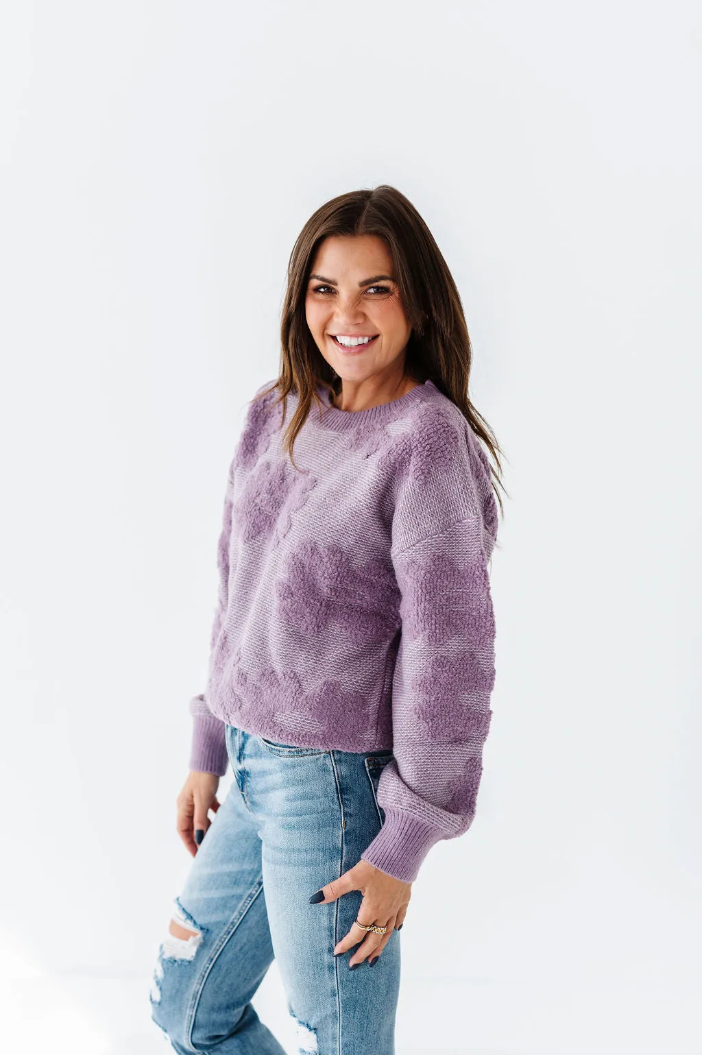 Alba Floral Sweater in Dusty Lavender