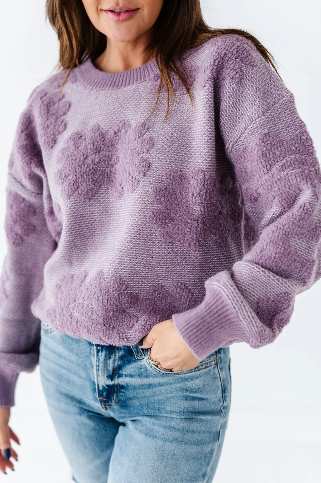 Alba Floral Sweater in Dusty Lavender