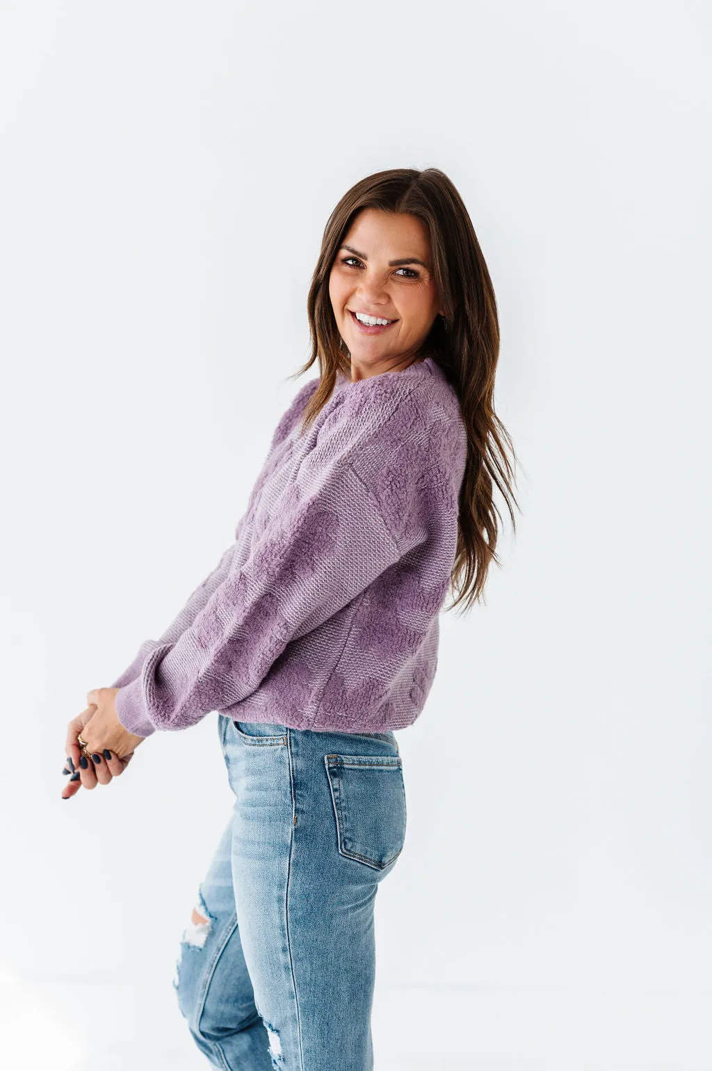 Alba Floral Sweater in Dusty Lavender