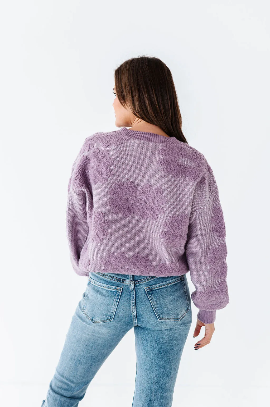 Alba Floral Sweater in Dusty Lavender