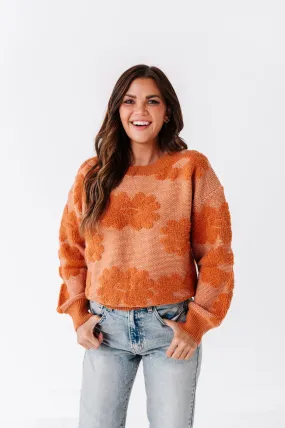 Alba Floral Sweater in Rust