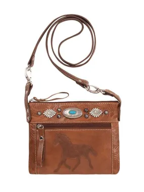 American West 9365884 Ladies Trail Rider Hip Crossbody Bag Brown