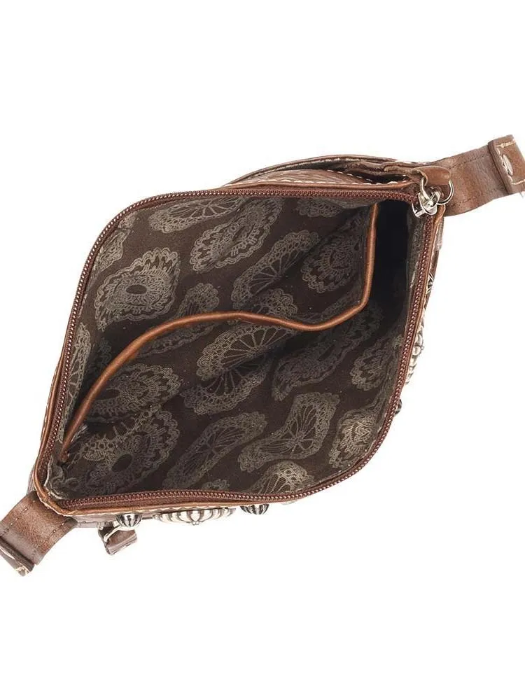 American West 9365884 Ladies Trail Rider Hip Crossbody Bag Brown