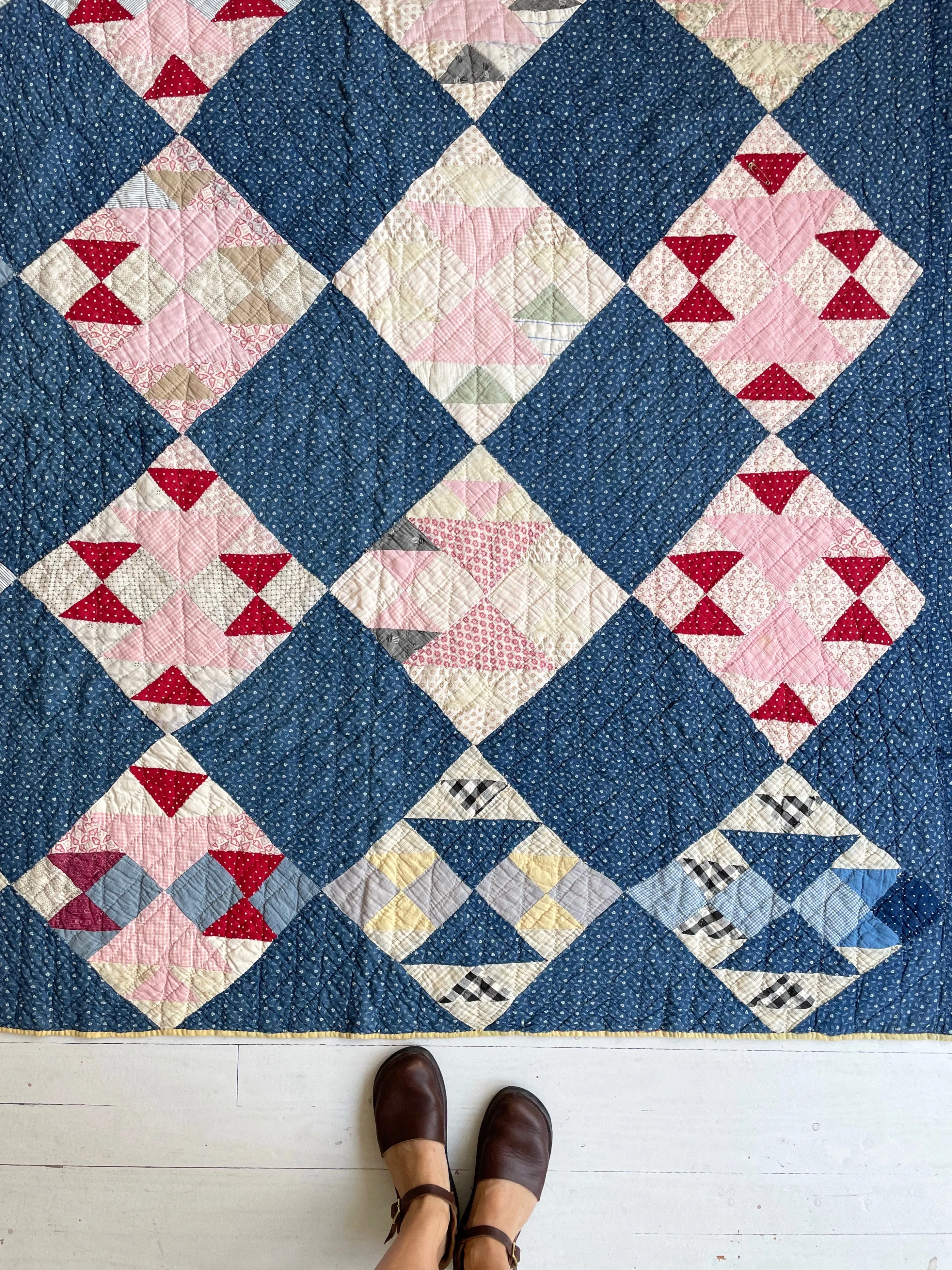 Antique 1900s Crosses & Losses Quilt