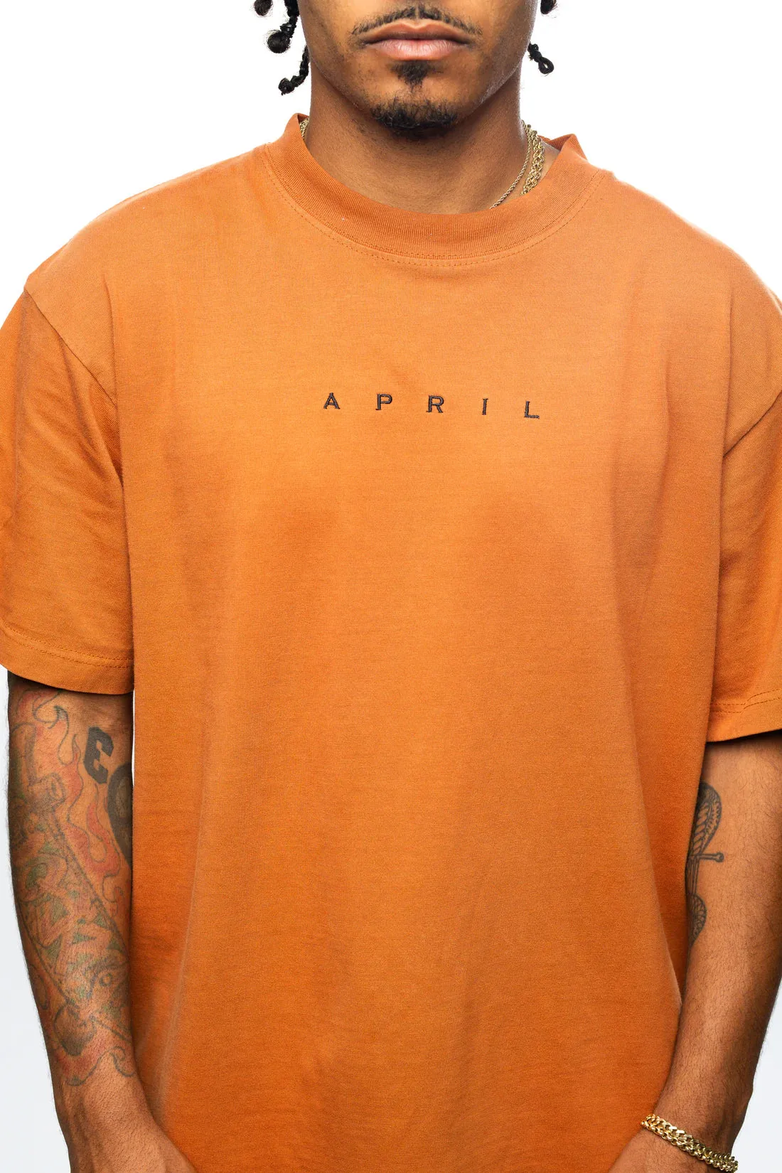 APRIL SKATEBOARDS EMBROIDERED TEE ORANGE