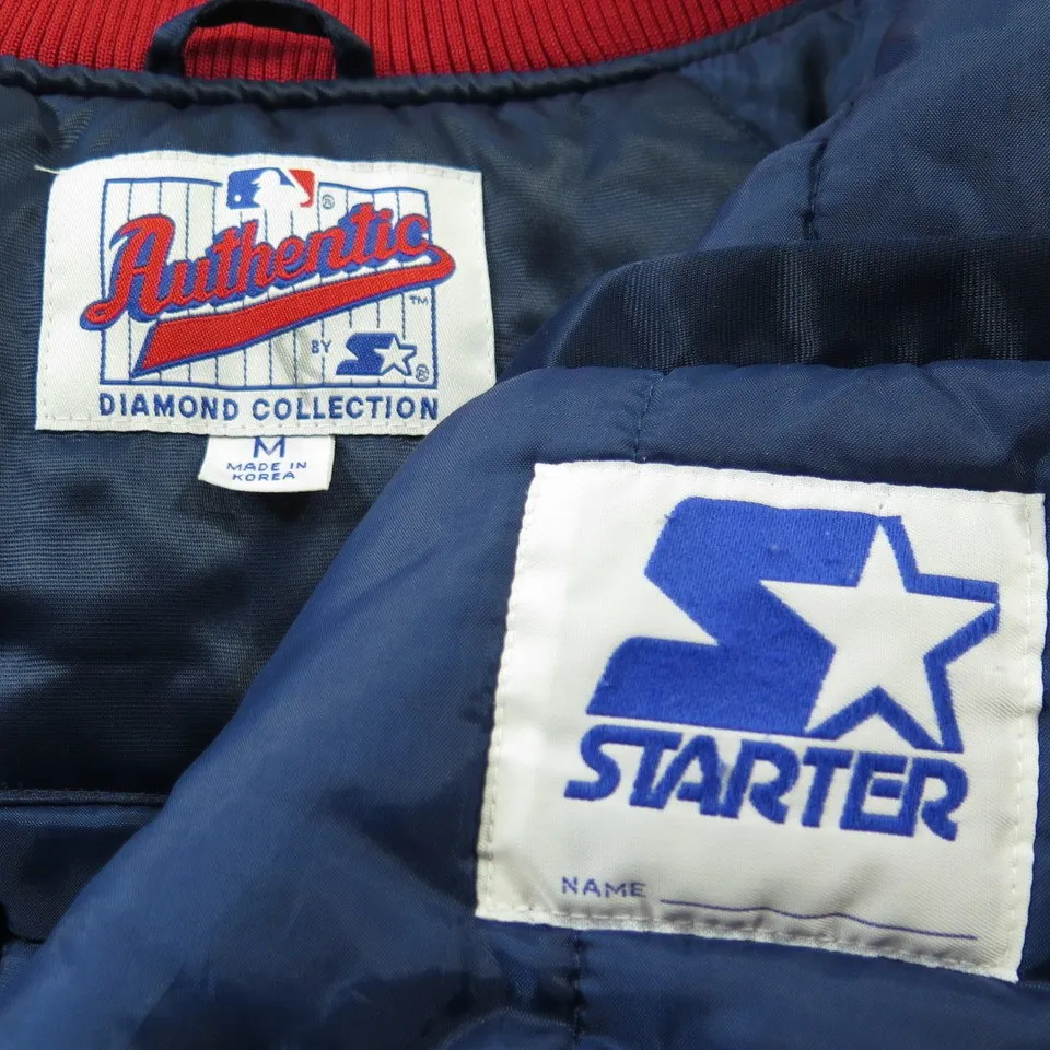 Atlanta Braves Starter Jacket oversize M or XL fit Puffy Satin Blue MLB Diamond