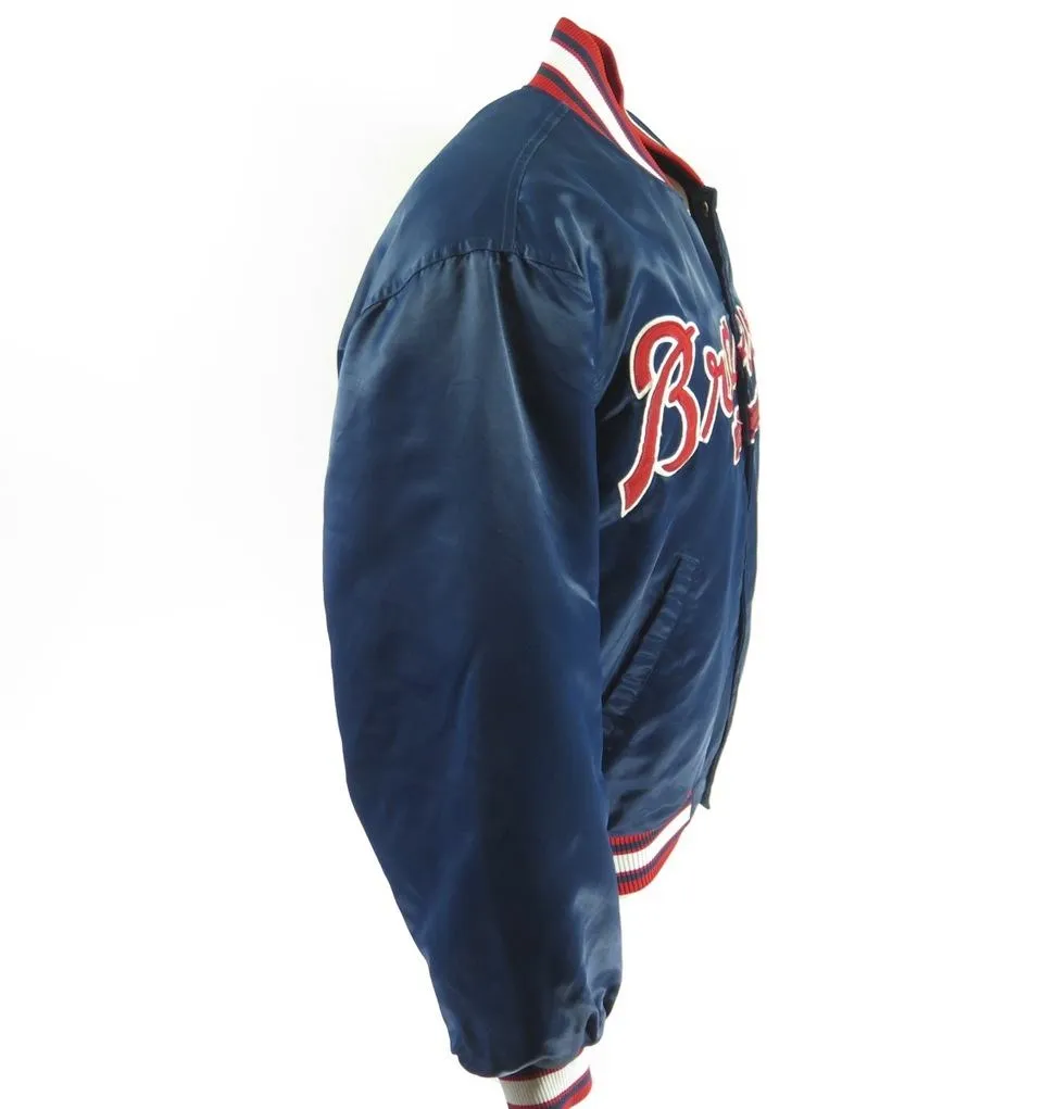 Atlanta Braves Starter Jacket oversize M or XL fit Puffy Satin Blue MLB Diamond