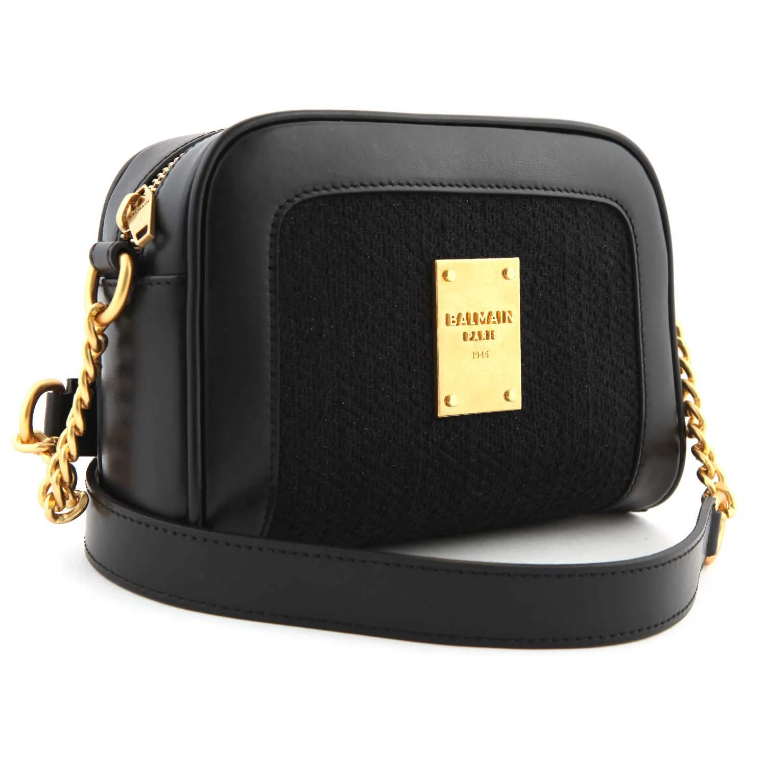 Balmain Black And Gold Rectangular Shoulder Bag