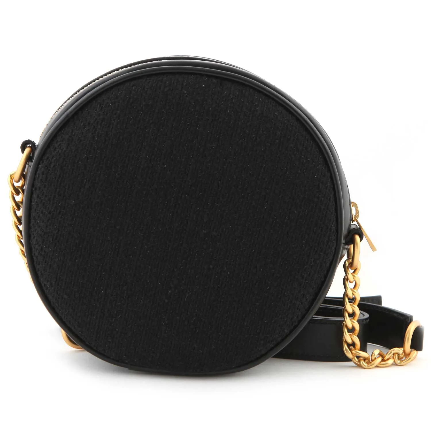 Balmain Black And Gold Round Shoulder Bag