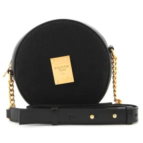 Balmain Black And Gold Round Shoulder Bag