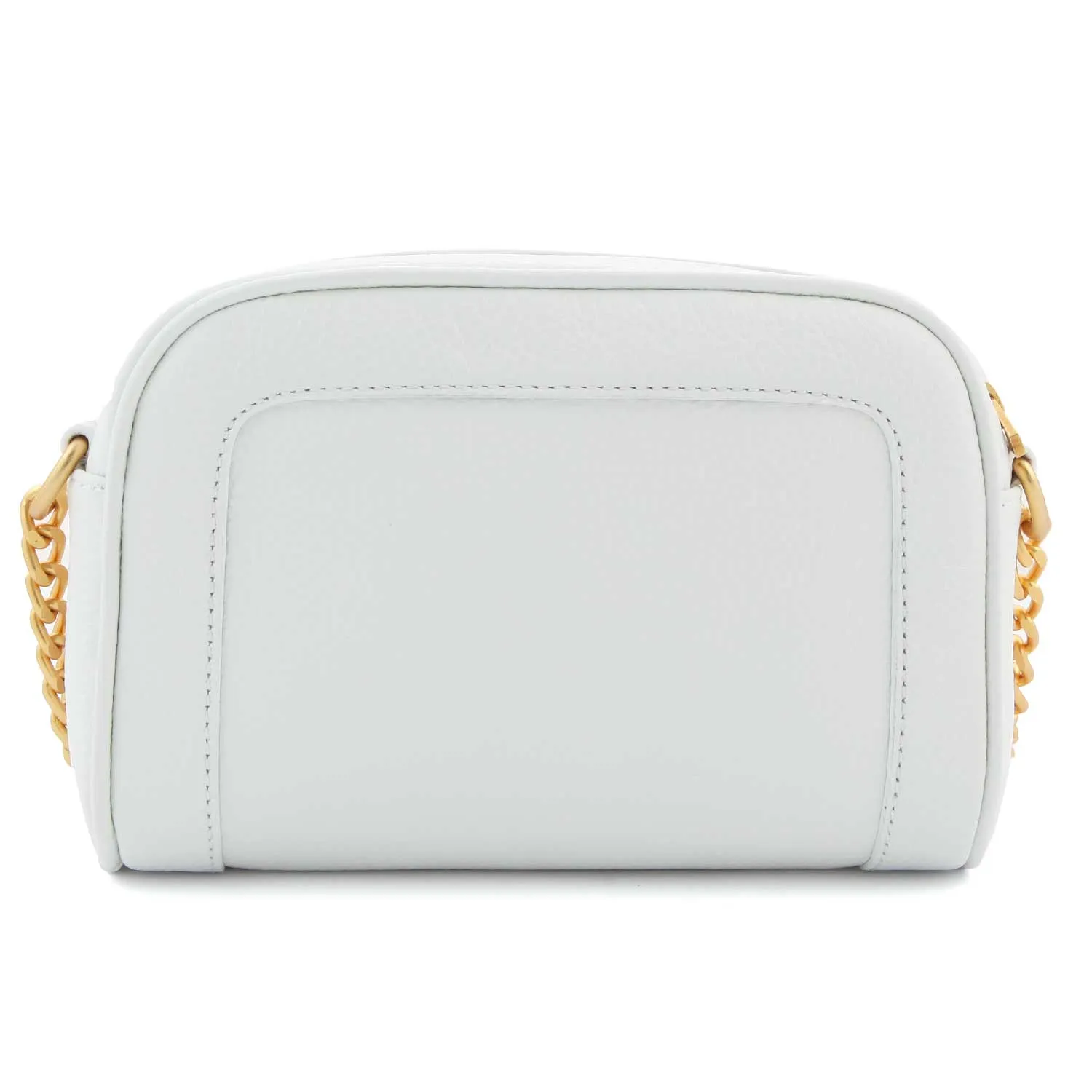 Balmain White And Gold Rectangular Leather Shoulder Bag