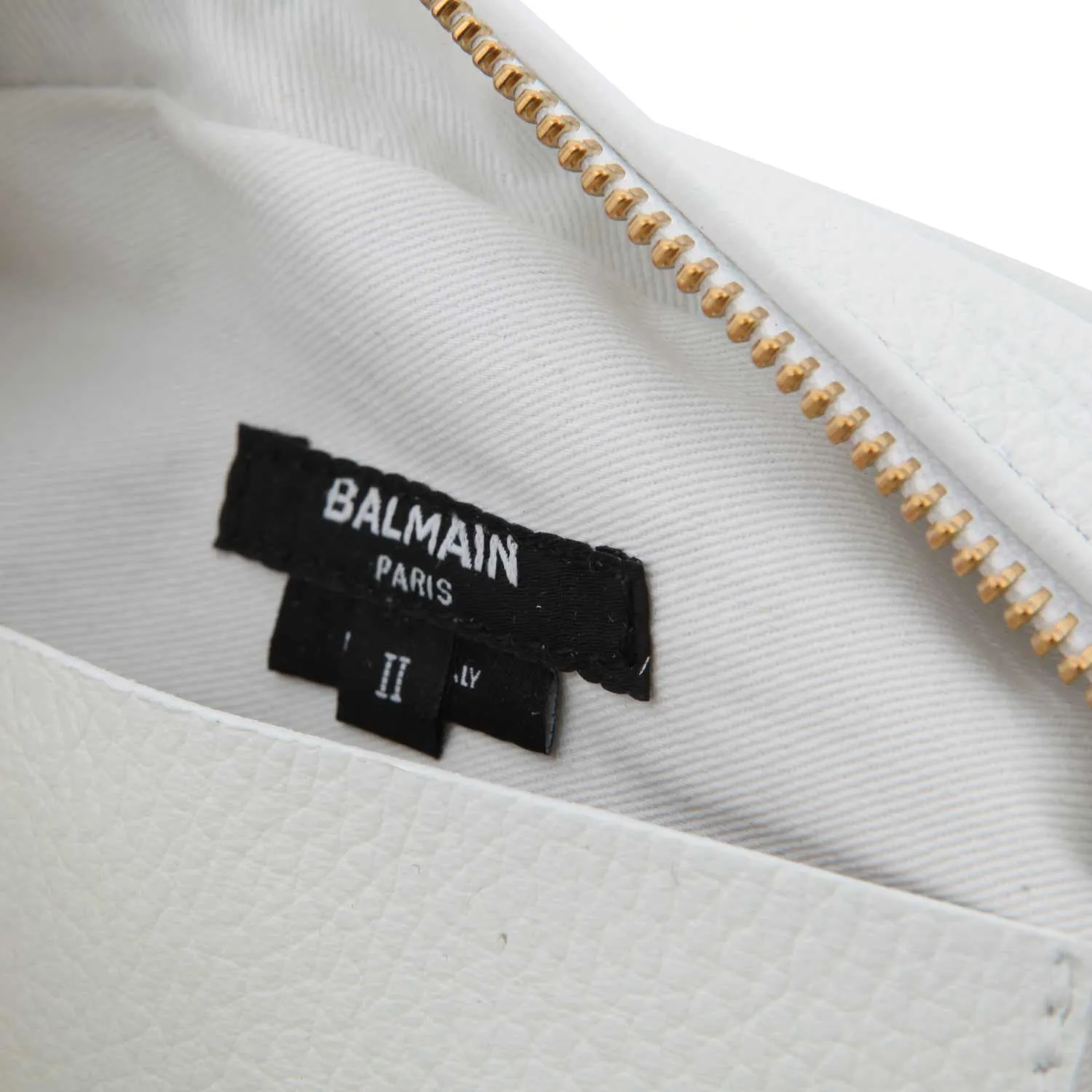 Balmain White And Gold Rectangular Leather Shoulder Bag