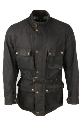 Belstaff Gold Label Waxed Cotton Jacket Men’s Black Belted Checked Size XXL - Pepper Tree London