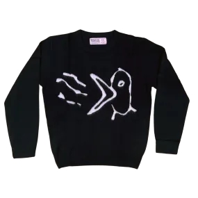 Bird Design Black Sweater