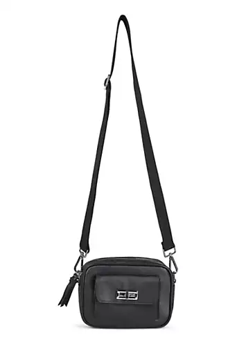 Black Leather Camera Crossbody Bag by Freemans | Look Again