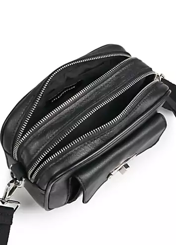 Black Leather Camera Crossbody Bag by Freemans | Look Again