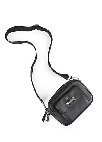 Black Leather Camera Crossbody Bag by Freemans | Look Again