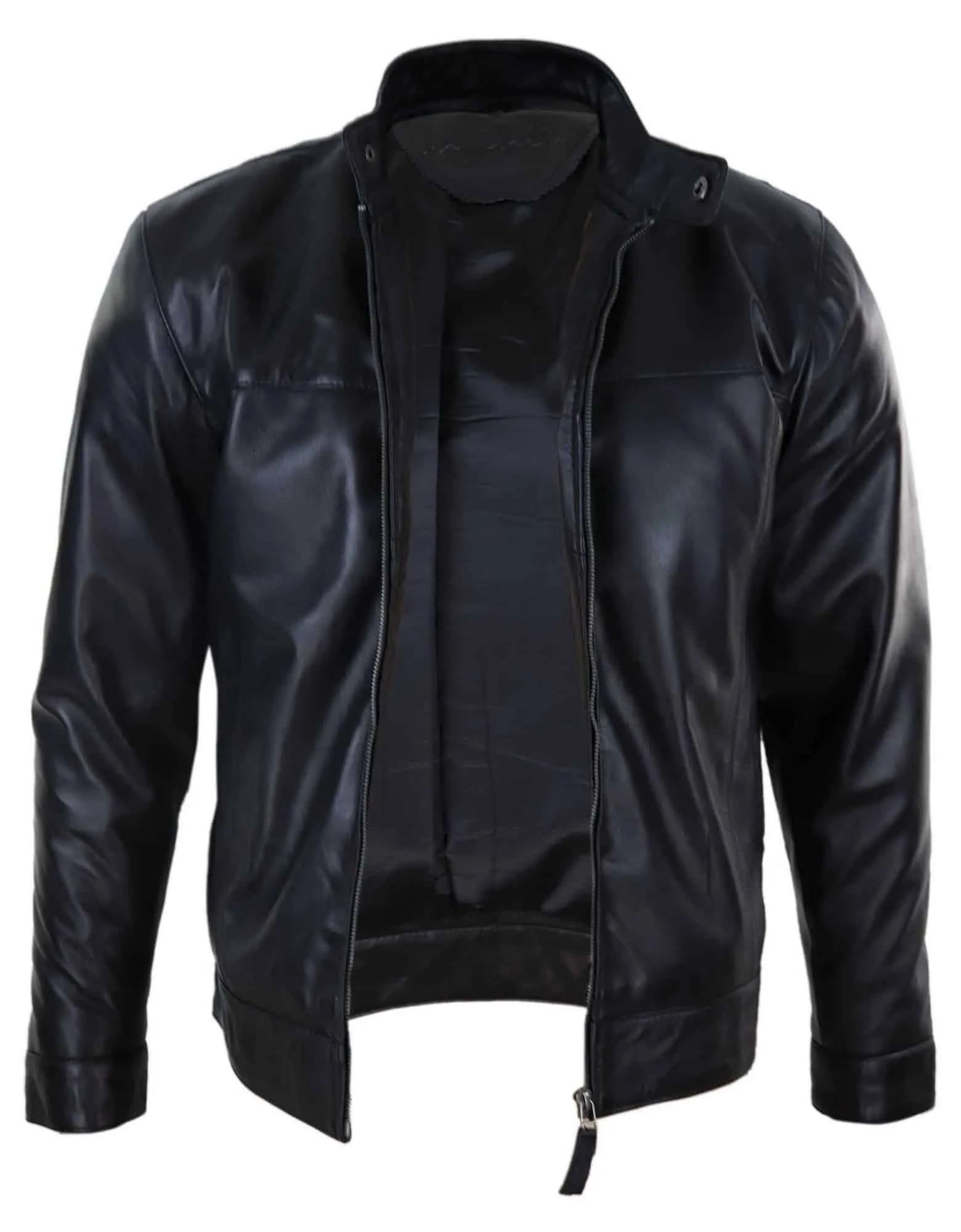 Black Real Leather Mens Biker Jacket