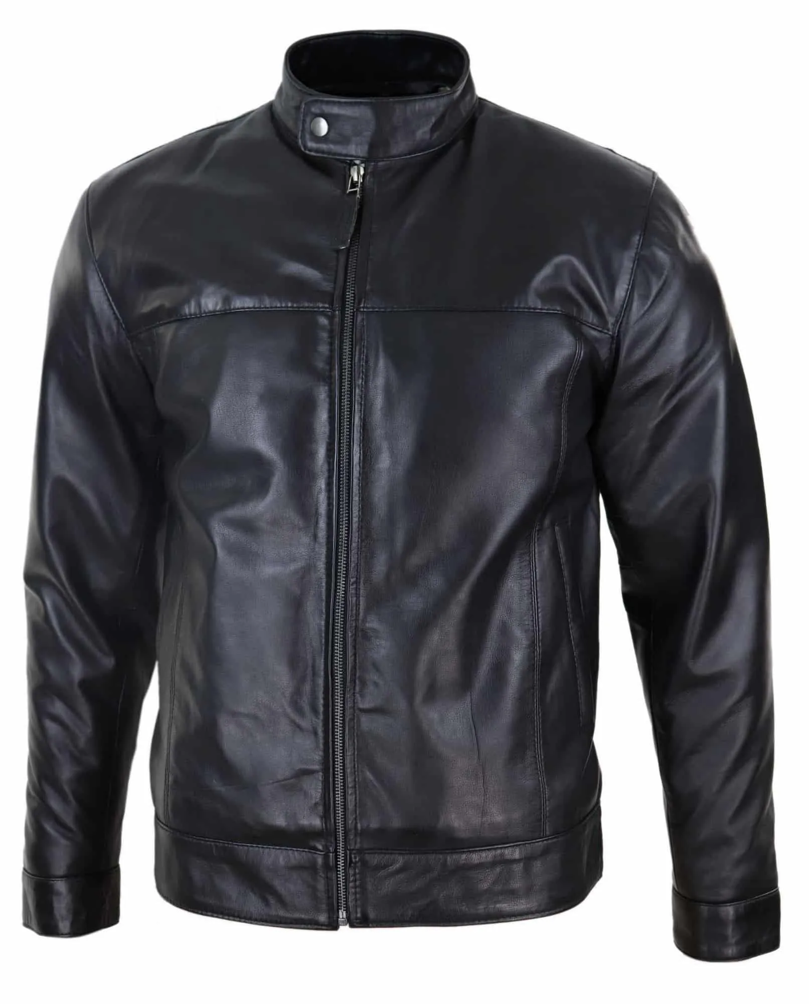 Black Real Leather Mens Biker Jacket