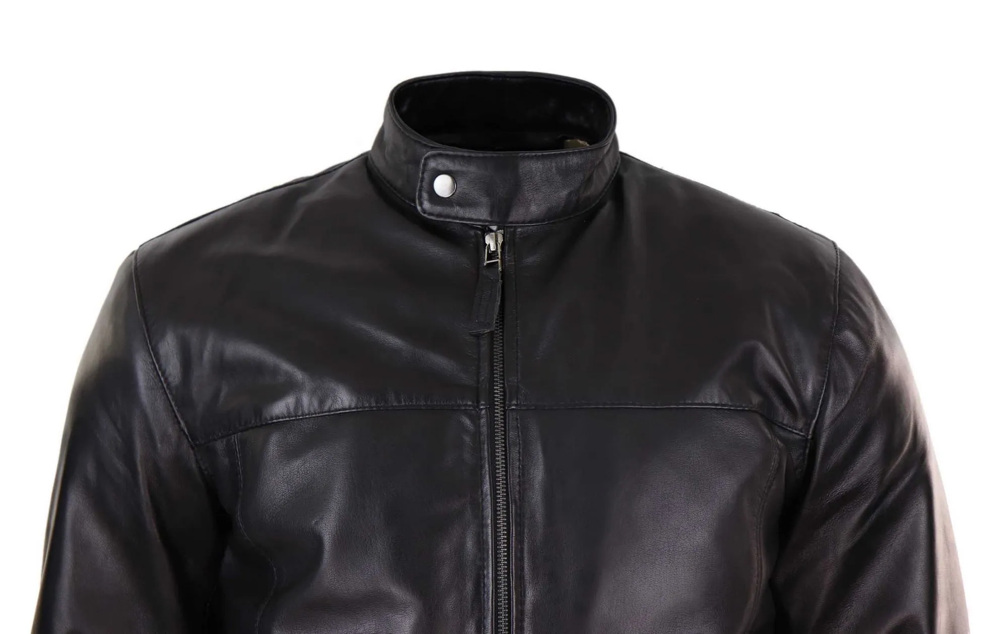 Black Real Leather Mens Biker Jacket