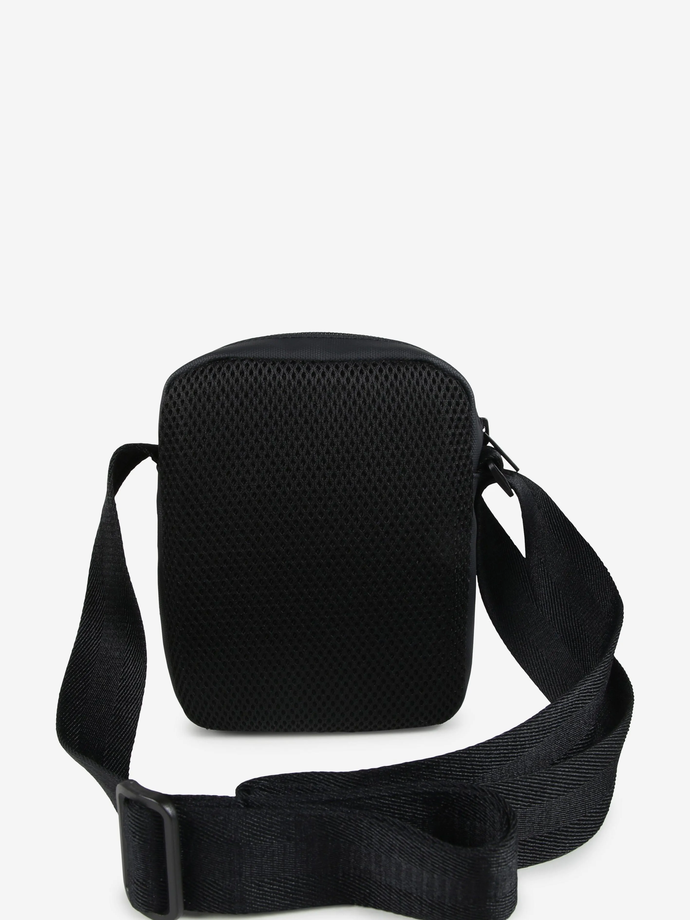 BOSS Boys Striped Logo Crossbody Bag in Black (18cm)