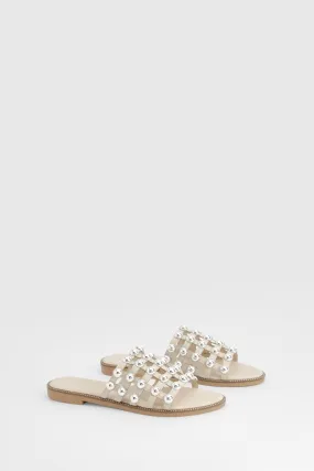 Caged Stud Slip On Sandals