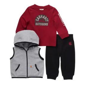 Carhartt Infant Boy's Outdoor Graphic 3-Piece Vest Set - Caviar Black