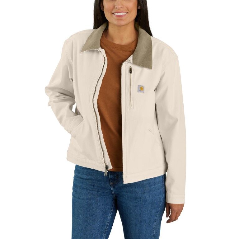 Carhartt Women's Re-Engineered Rugged Flex Loose Fit Canvas Detroit Jacket in Natural