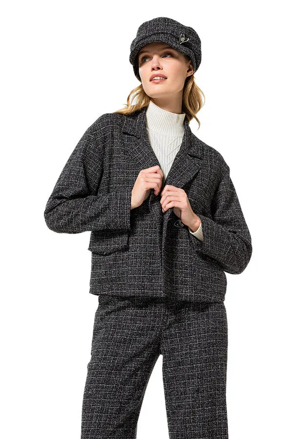 Caroline Biss SHORT LOOSE-FITTING TWEED CARDIGAN