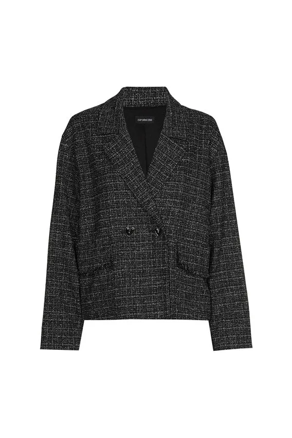 Caroline Biss SHORT LOOSE-FITTING TWEED CARDIGAN