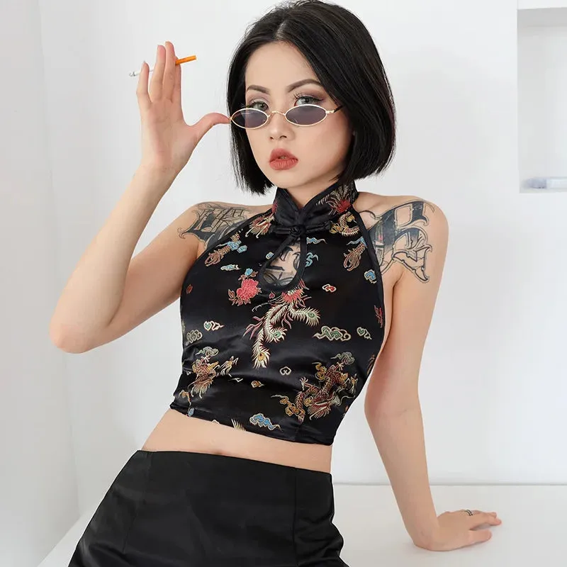 Chinese Sleeveless Crop Top