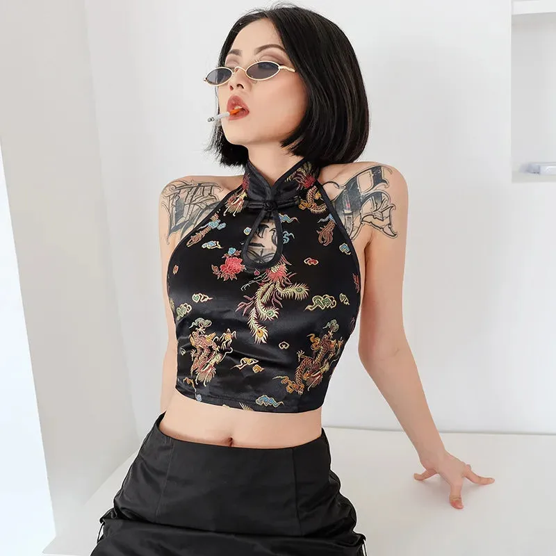 Chinese Sleeveless Crop Top