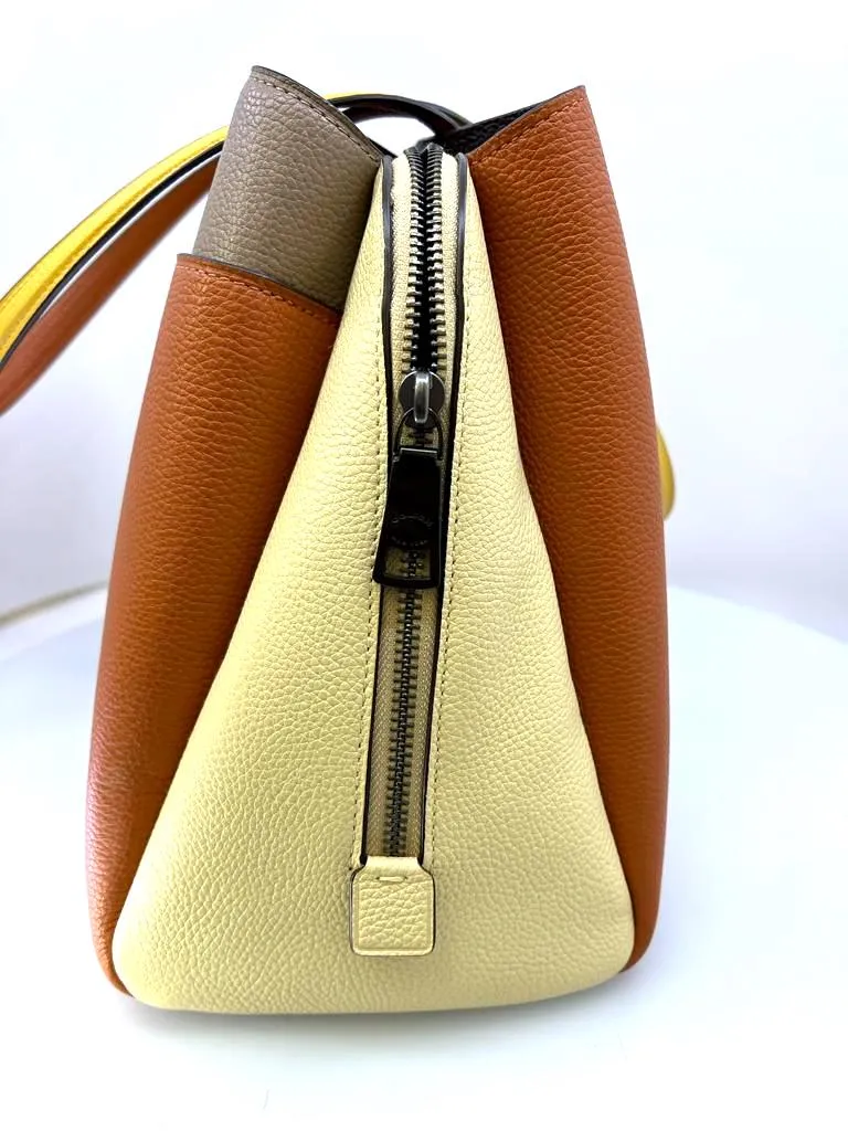 COACH COLORBLOCK LORA PEBBLE LEATHER SHOULDER BAG GINGER MULTI