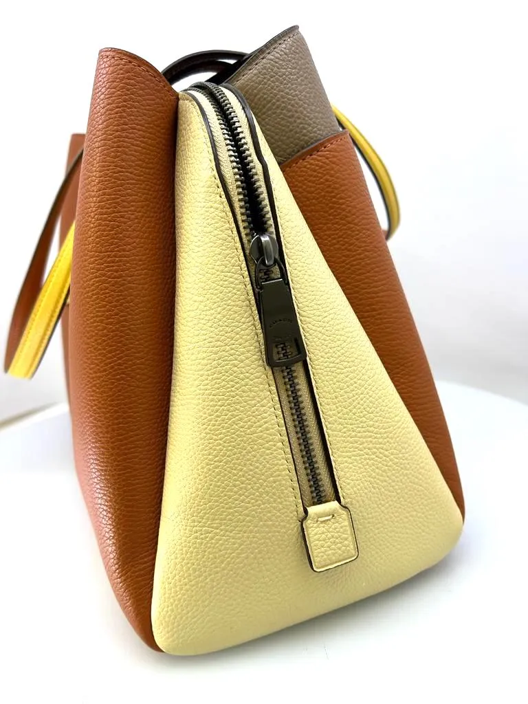 COACH COLORBLOCK LORA PEBBLE LEATHER SHOULDER BAG GINGER MULTI