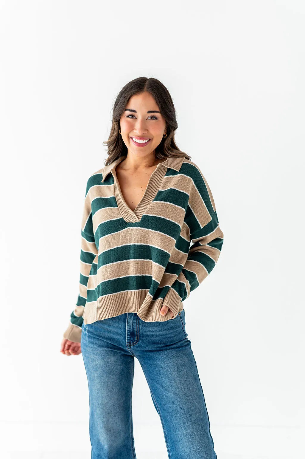 Cohen Striped Polo Sweater