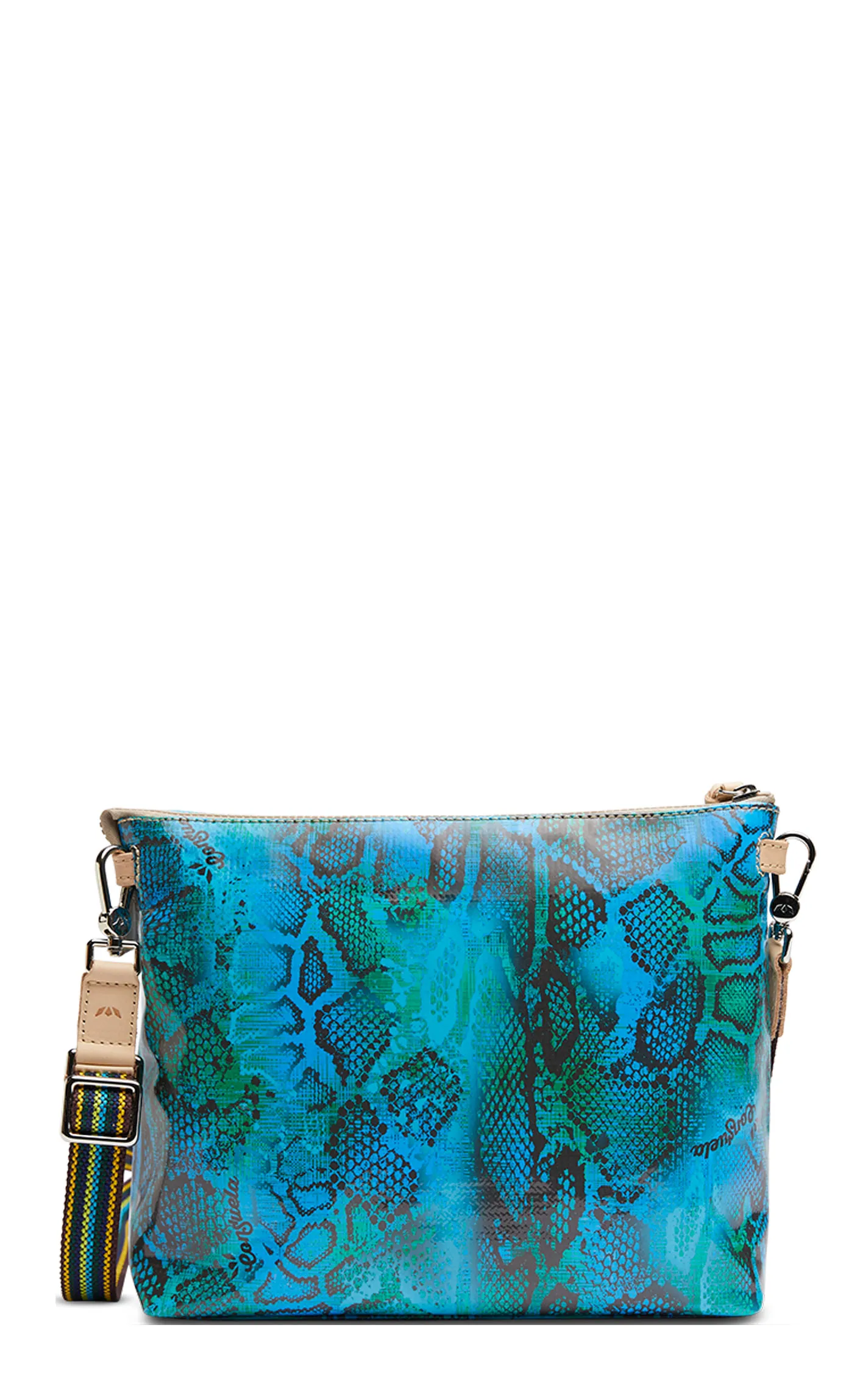 Consuela Cade Turquoise Snake Print Downtown Crossbody Bag 