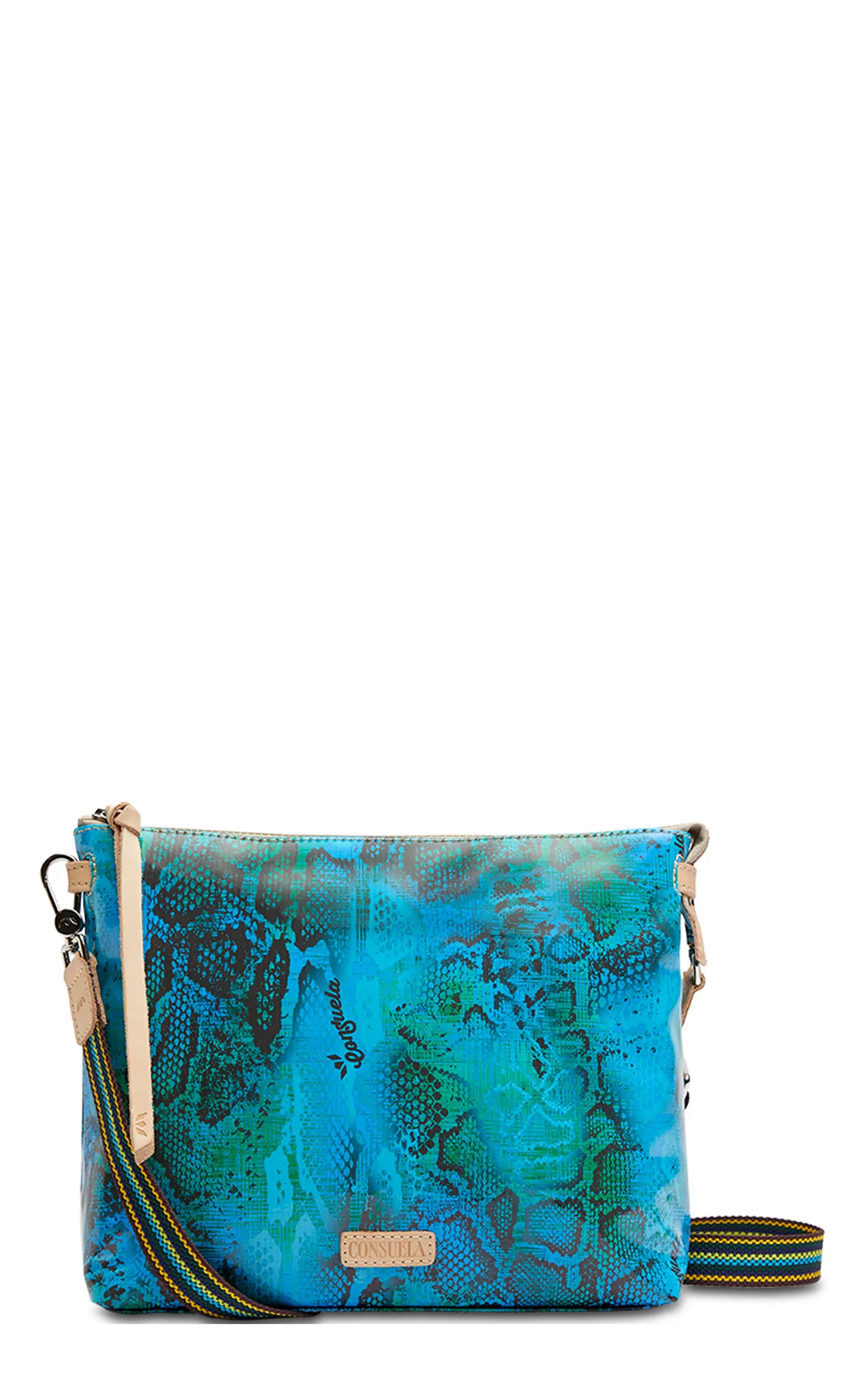 Consuela Cade Turquoise Snake Print Downtown Crossbody Bag 