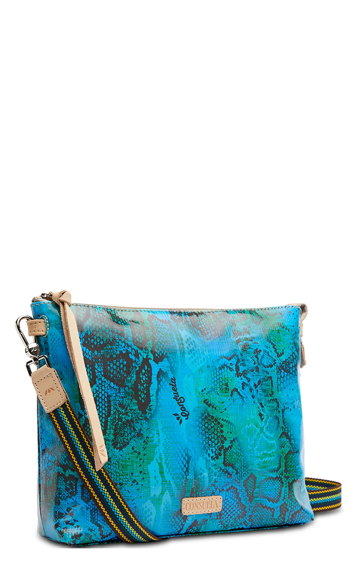 Consuela Cade Turquoise Snake Print Downtown Crossbody Bag 