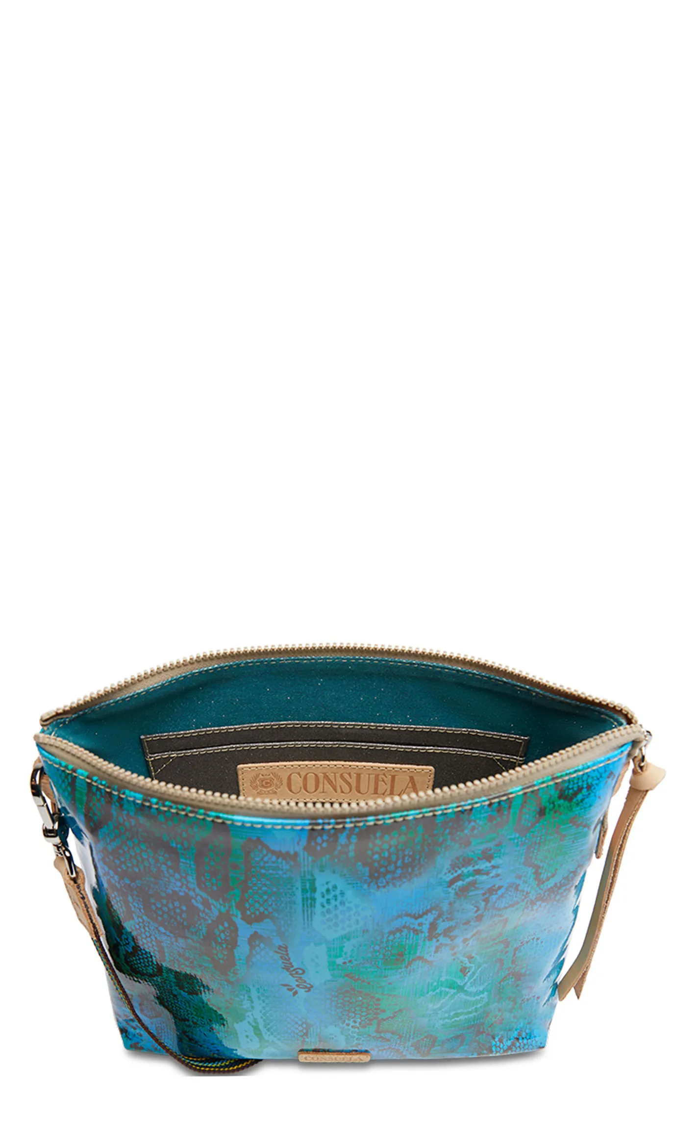 Consuela Cade Turquoise Snake Print Downtown Crossbody Bag 