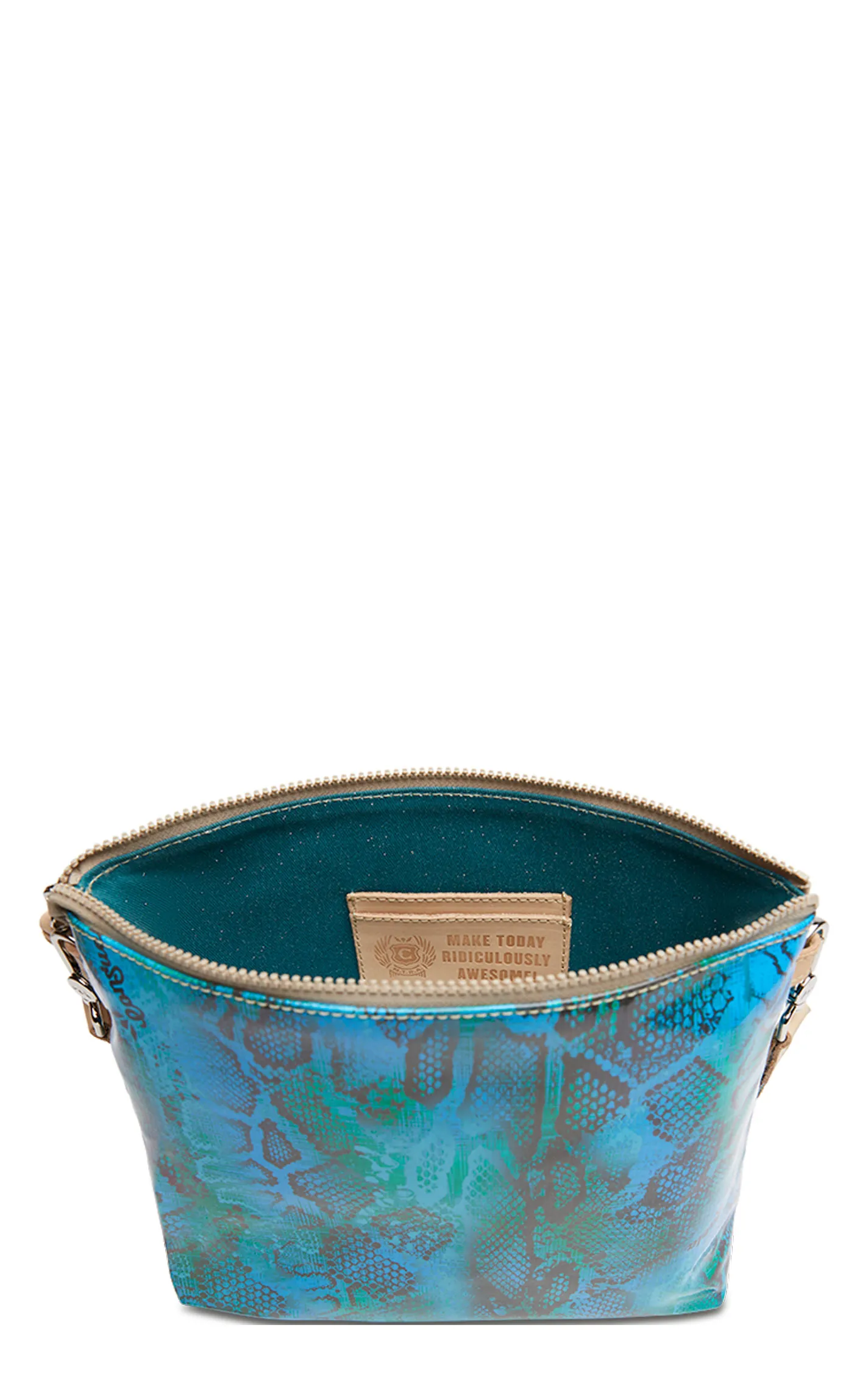 Consuela Cade Turquoise Snake Print Downtown Crossbody Bag 