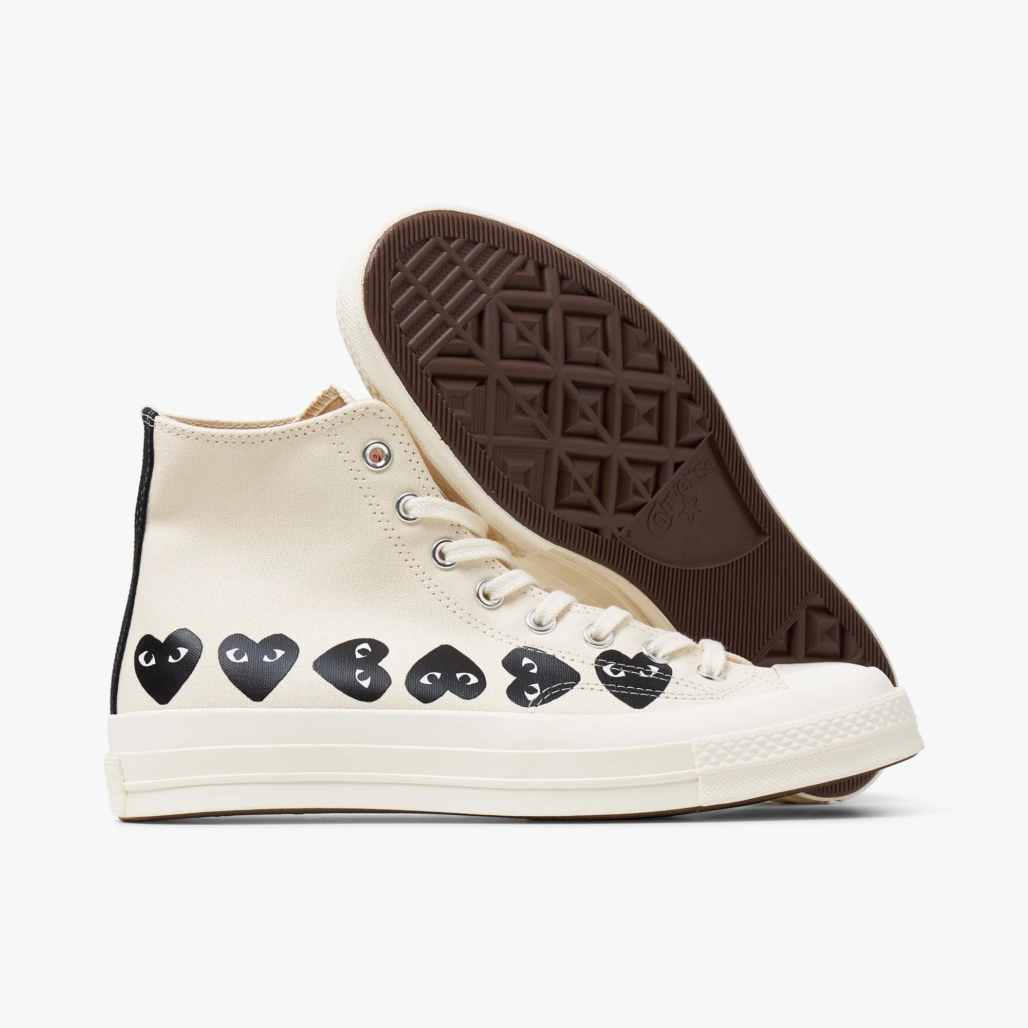 Converse x COMME des GARONS PLAY Chuck Taylor Hi / Multi Heart Beige