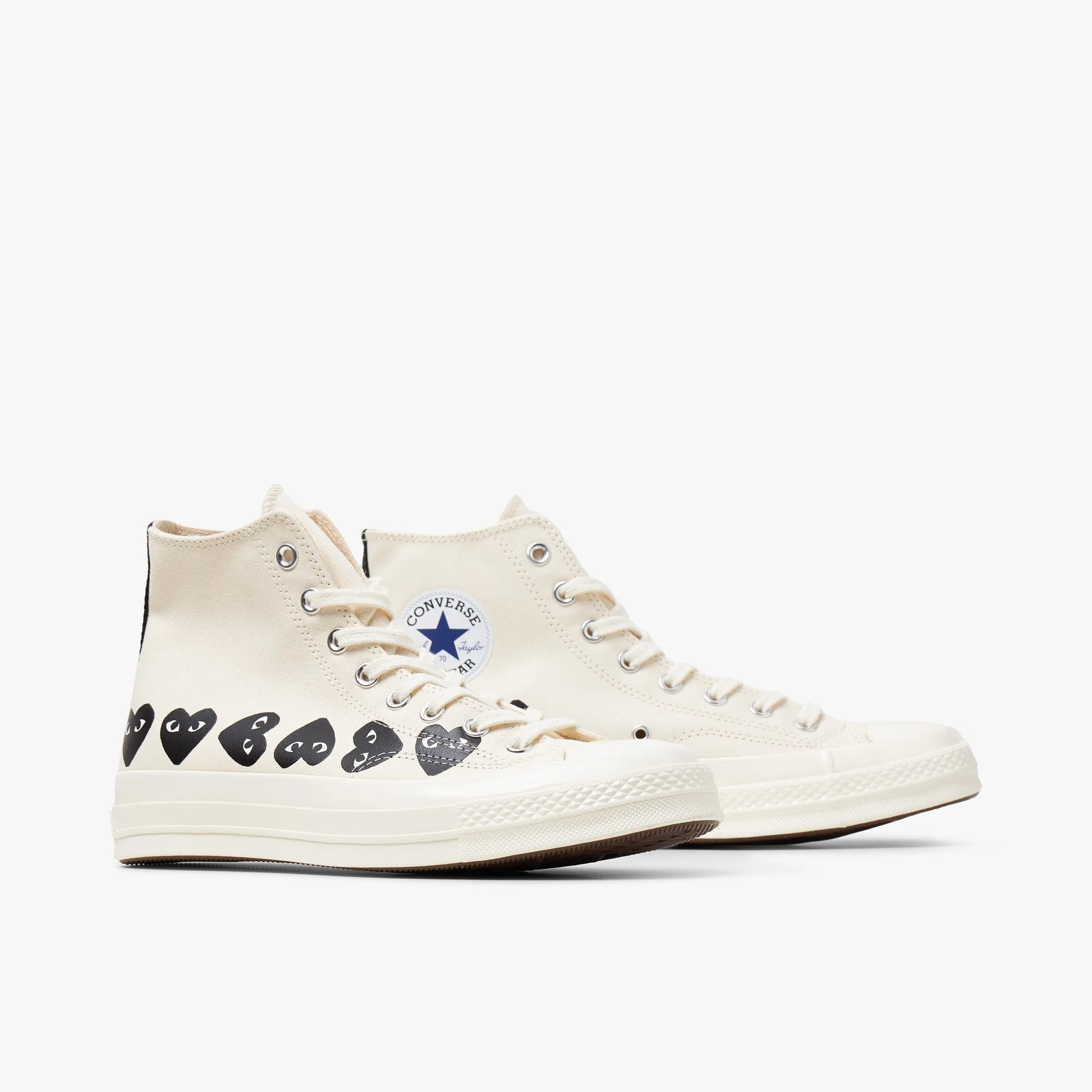 Converse x COMME des GARONS PLAY Chuck Taylor Hi / Multi Heart Beige