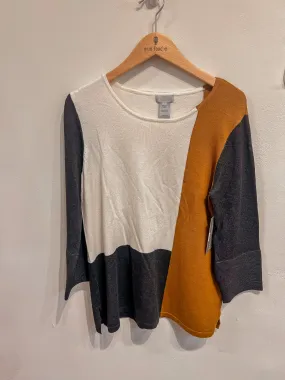 Copper And Cream Color Block Sweater