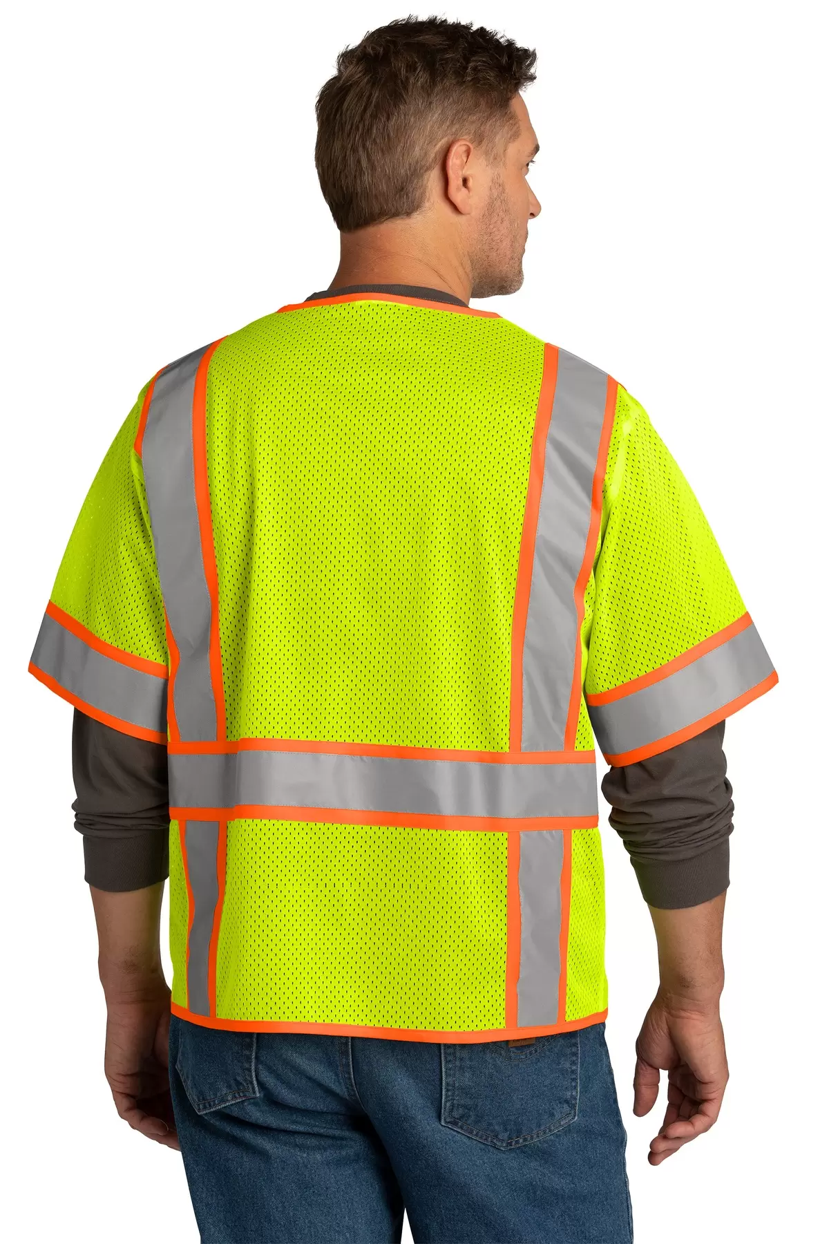 Cornerstone CSV106 CornerStone    ANSI 107 Class 3 Surveyor Mesh Zippered Two-Tone Short Sleeve Vest SKU: CSV106