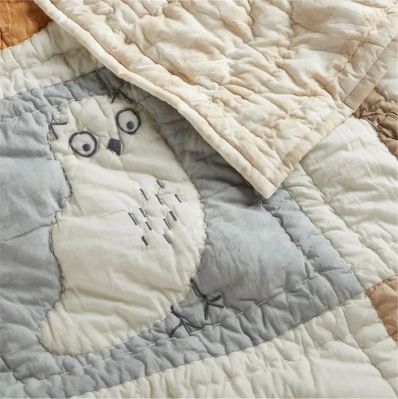 Crate&Barrel Forest Animals Organic Cotton Baby Crib Quilt