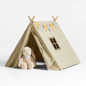 Crate&Barrel Khaki Green Collapsible Kids Canvas Play Tent