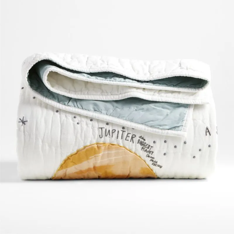 Crate&Barrel Outer Space Organic Cotton Kids Twin Quilt