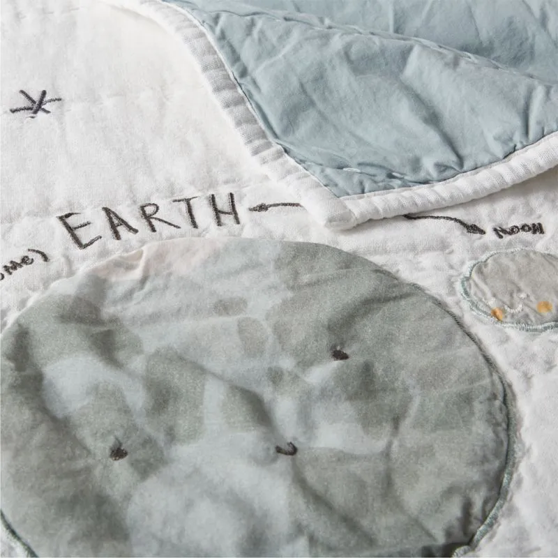 Crate&Barrel Outer Space Organic Cotton Kids Twin Quilt