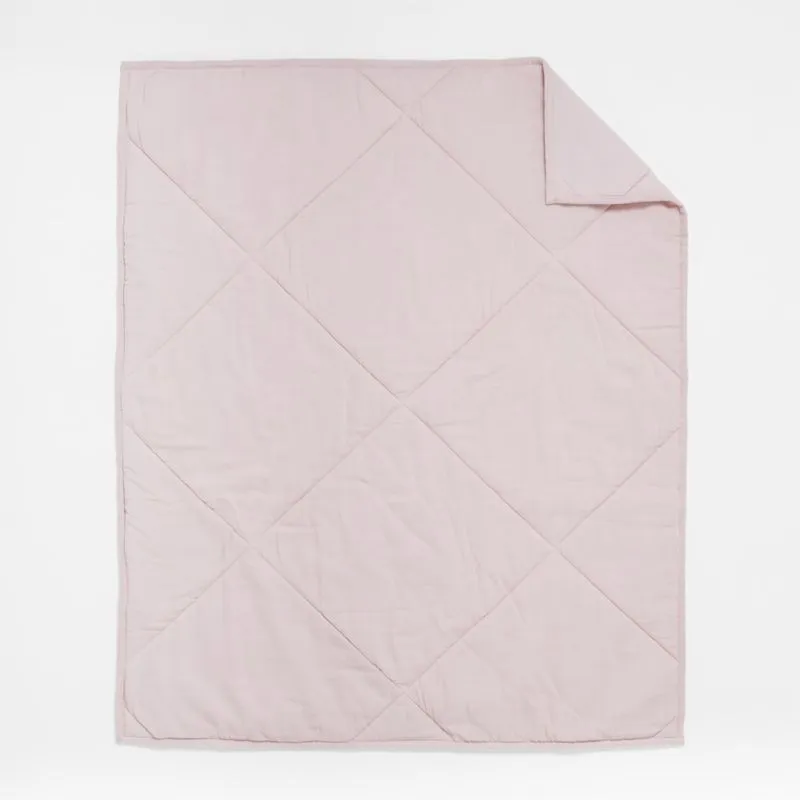 Crate&Barrel Supersoft Lilac Rose Cotton Gauze Baby Crib Quilt